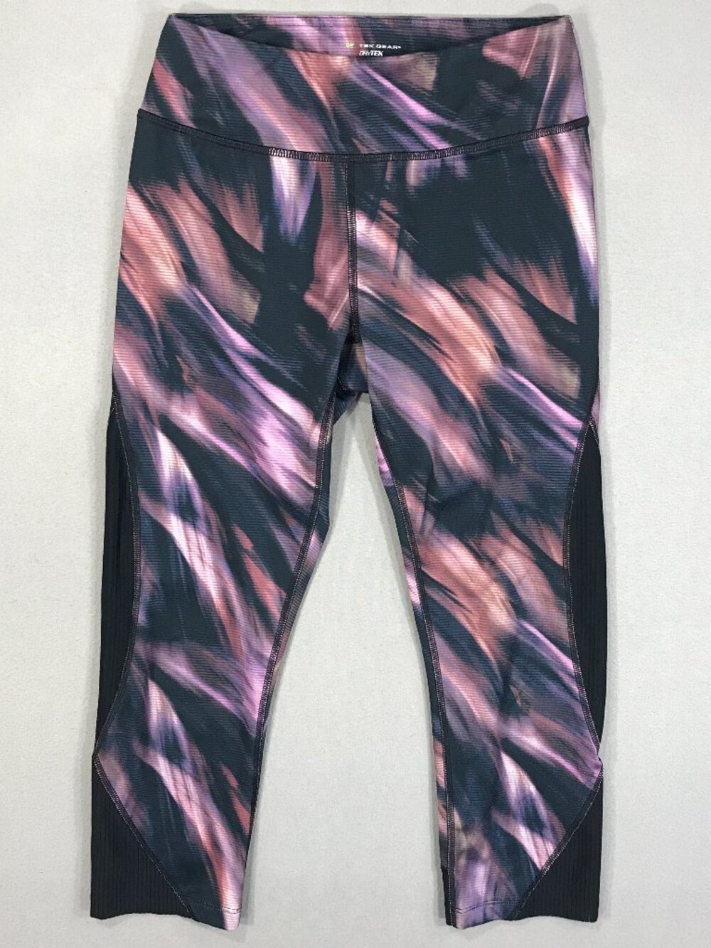Tek Gear Leggings Women's Small Black Pink Pull On Pants Dry Tek Capri Athletic